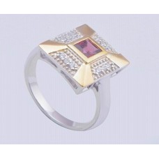 Garnet Gemstone,925 Sterling Silver Ring, Square Shape, RI-0094